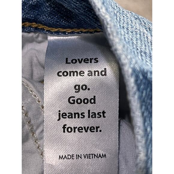 PacSun Button-Fly Patch High Rise Straight‎ Jeans Womens 23 Denim Light Blue - Picture 6 of 9